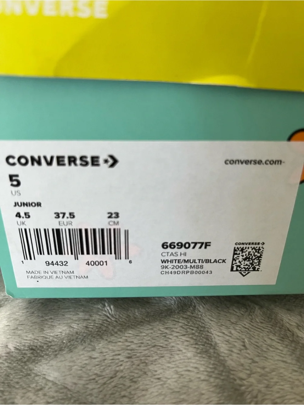 Converse White High Top Sneakers with Orange Graphic